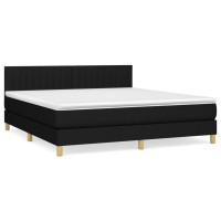 Produktbild för Ramsäng med madrass svart 160x200 cm tyg