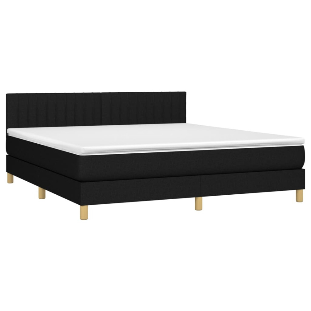 Produktbild för Ramsäng med madrass svart 160x200 cm tyg