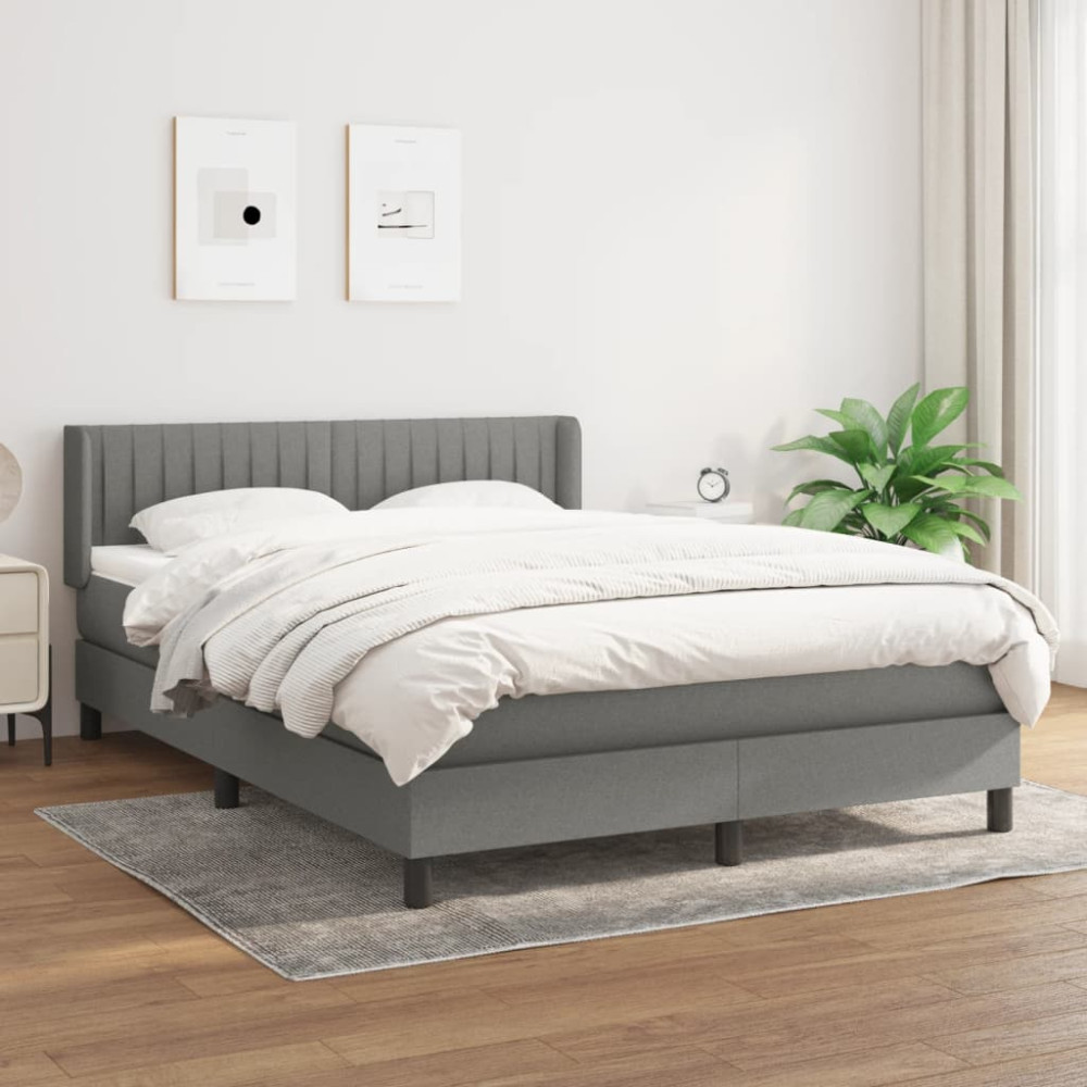 Produktbild för Ramsäng med madrass mörkgrå 140x200 cm tyg
