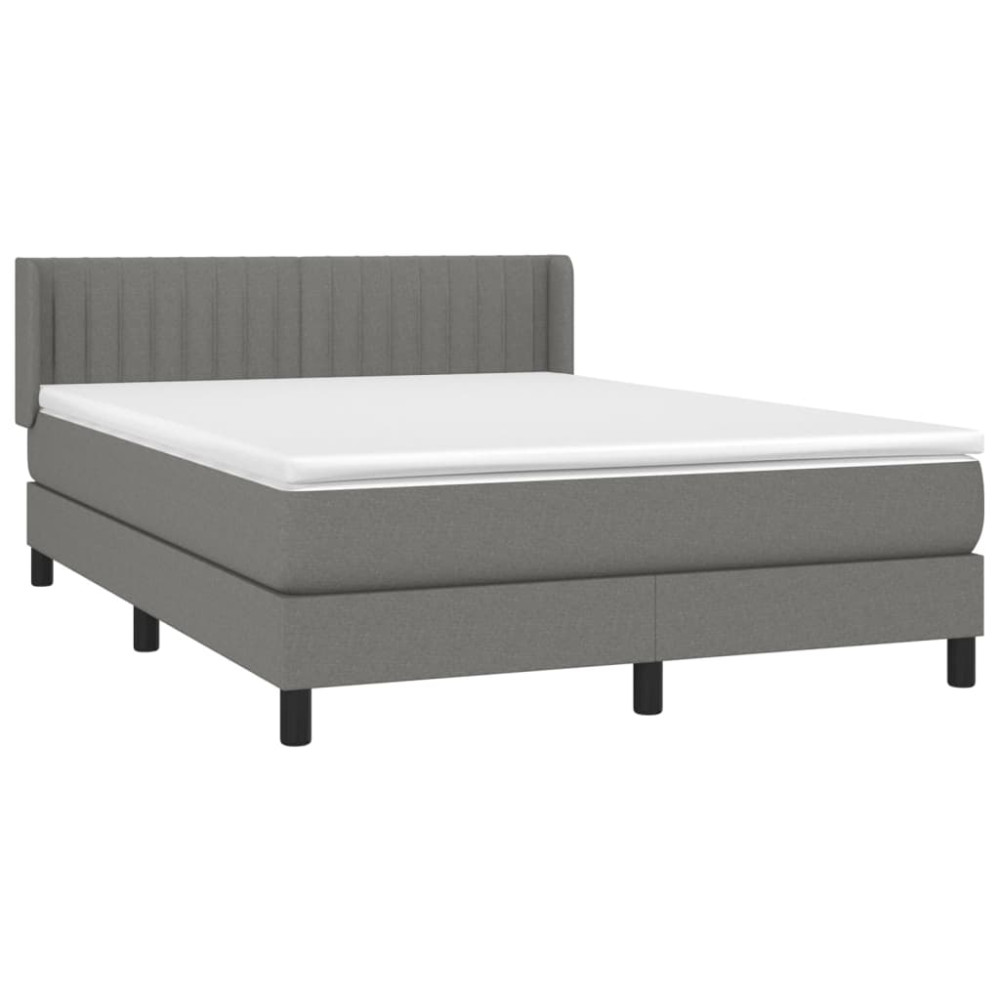 Produktbild för Ramsäng med madrass mörkgrå 140x200 cm tyg