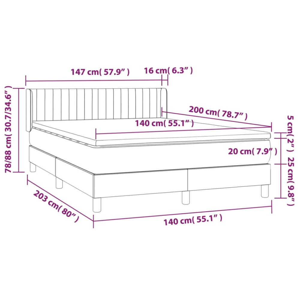 Produktbild för Ramsäng med madrass mörkgrå 140x200 cm tyg
