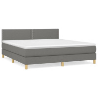 Produktbild för Ramsäng med madrass mörkgrå 180x200 cm tyg