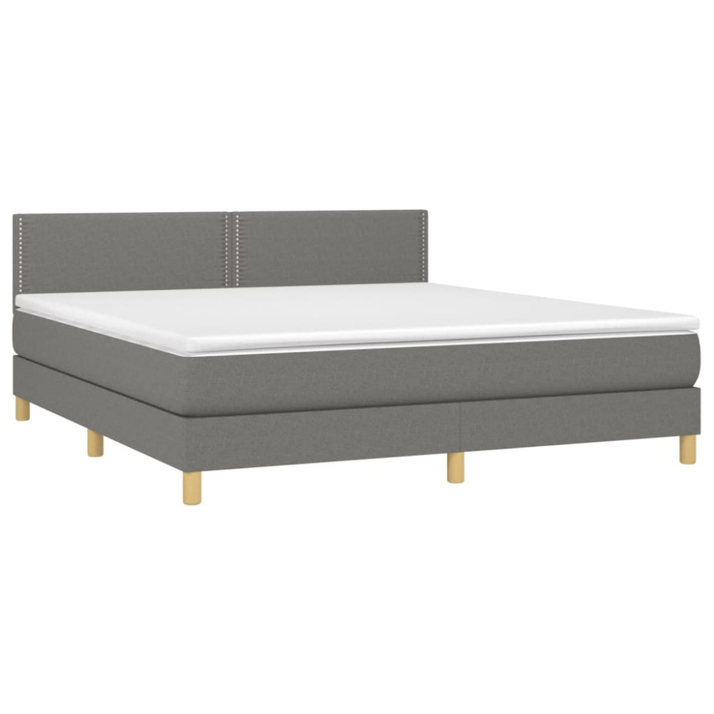 Produktbild för Ramsäng med madrass mörkgrå 180x200 cm tyg