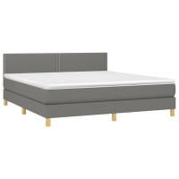 Produktbild för Ramsäng med madrass mörkgrå 180x200 cm tyg