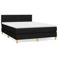 Produktbild för Ramsäng med madrass svart 140x200 cm tyg