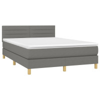 Produktbild för Ramsäng med madrass mörkgrå 140x200 cm tyg