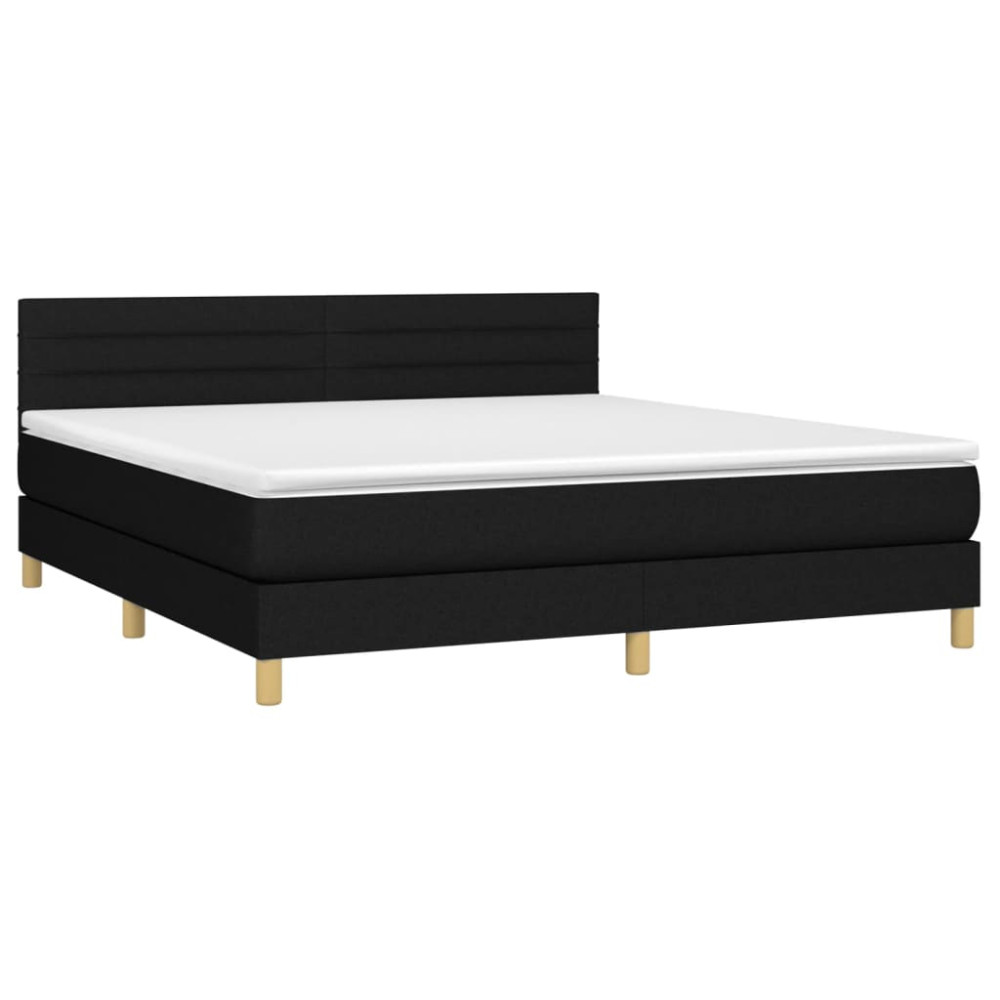 Produktbild för Ramsäng med madrass svart 160x200 cm tyg