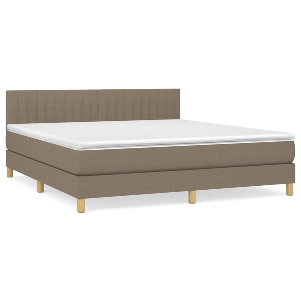 Produktbild för Ramsäng med madrass taupe 160x200 cm tyg