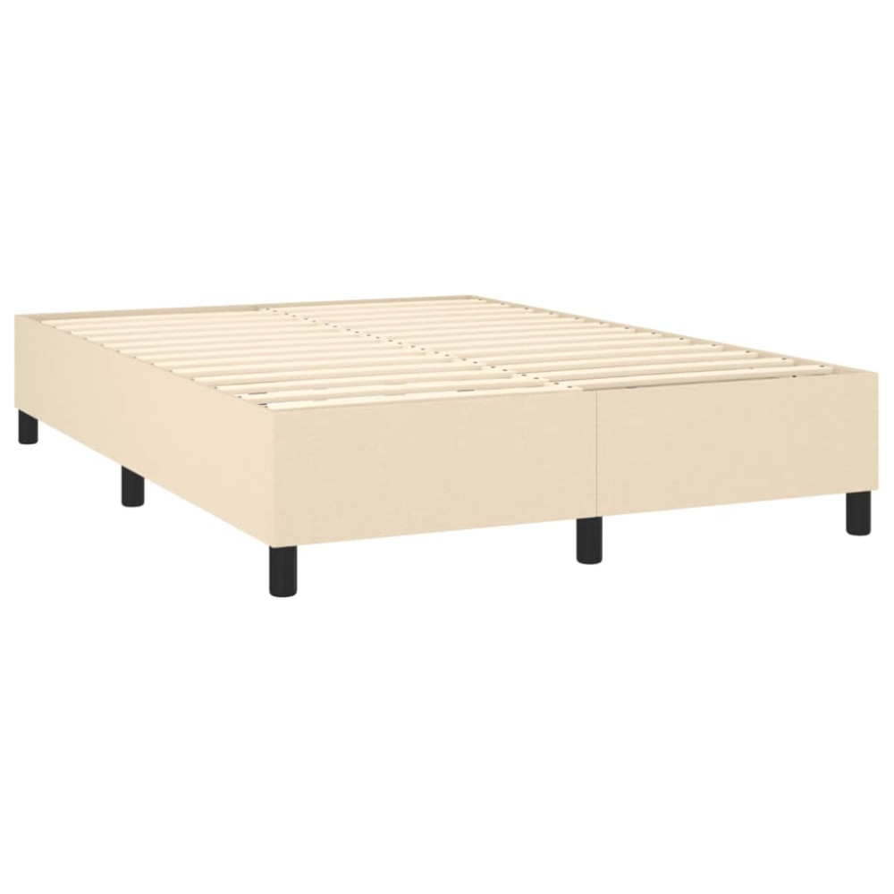 Produktbild för Ramsäng med madrass gräddvit 140x200 cm tyg