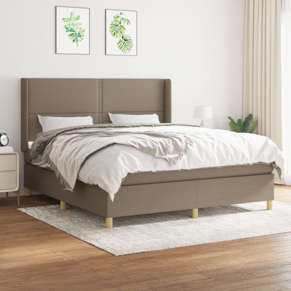 Produktbild för Ramsäng med madrass taupe 180x200 cm tyg