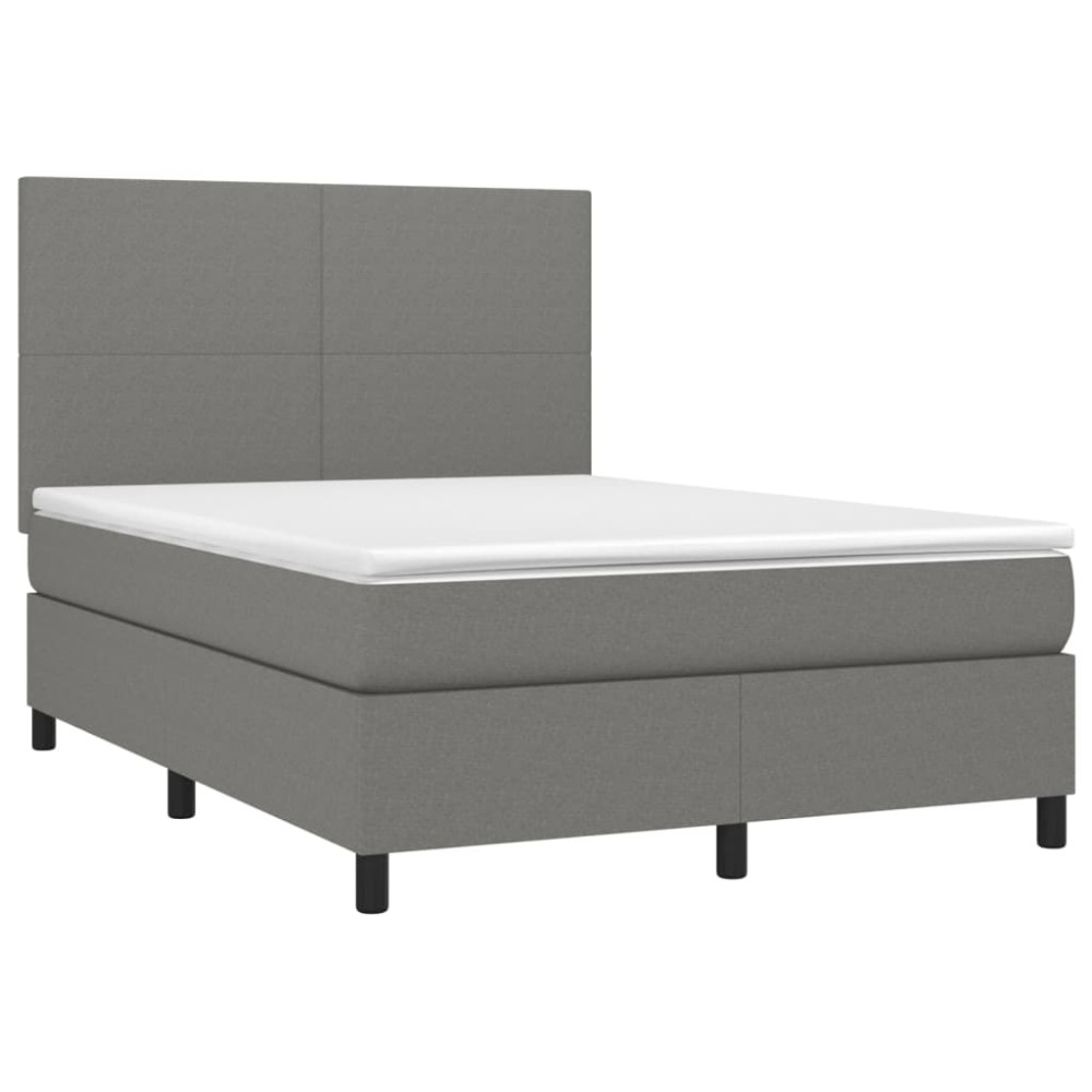 Produktbild för Ramsäng med madrass mörkgrå 140x200 cm tyg