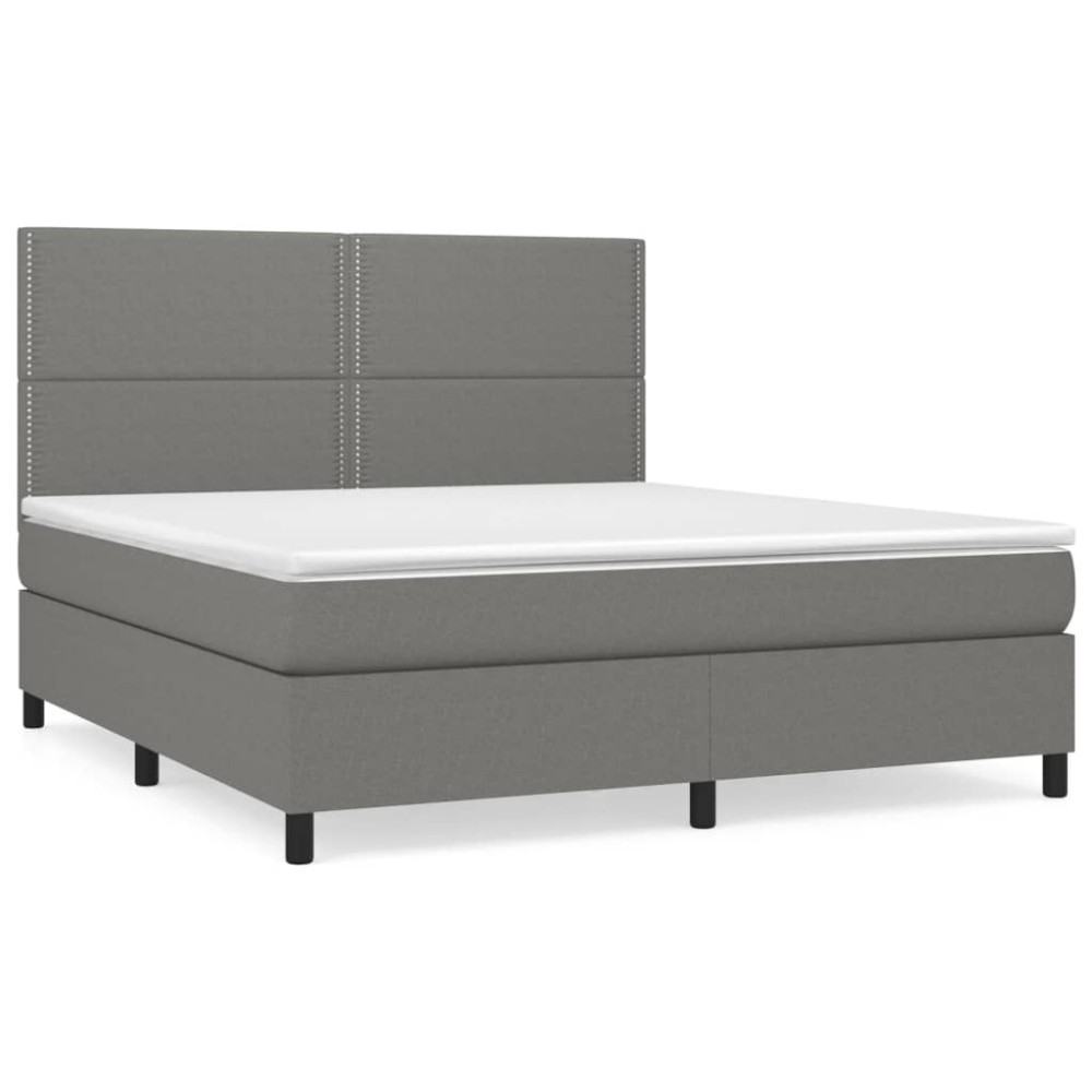 Produktbild för Ramsäng med madrass mörkgrå 180x200 cm tyg