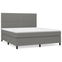 Produktbild för Ramsäng med madrass mörkgrå 180x200 cm tyg