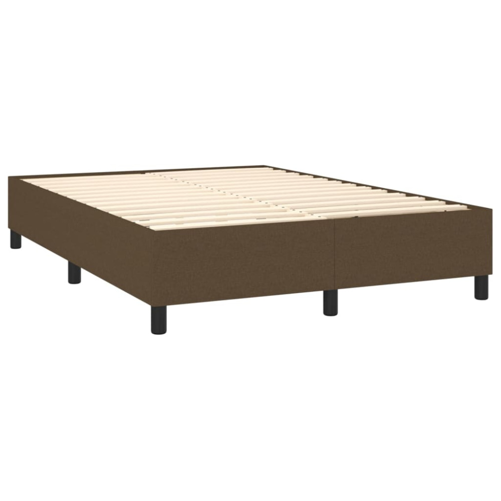 Produktbild för Ramsäng med madrass mörkbrun 140x200 cm tyg