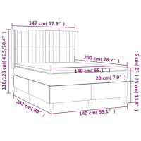 Produktbild för Ramsäng med madrass mörkbrun 140x200 cm tyg