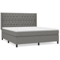 Produktbild för Ramsäng med madrass mörkgrå 160x200 cm tyg