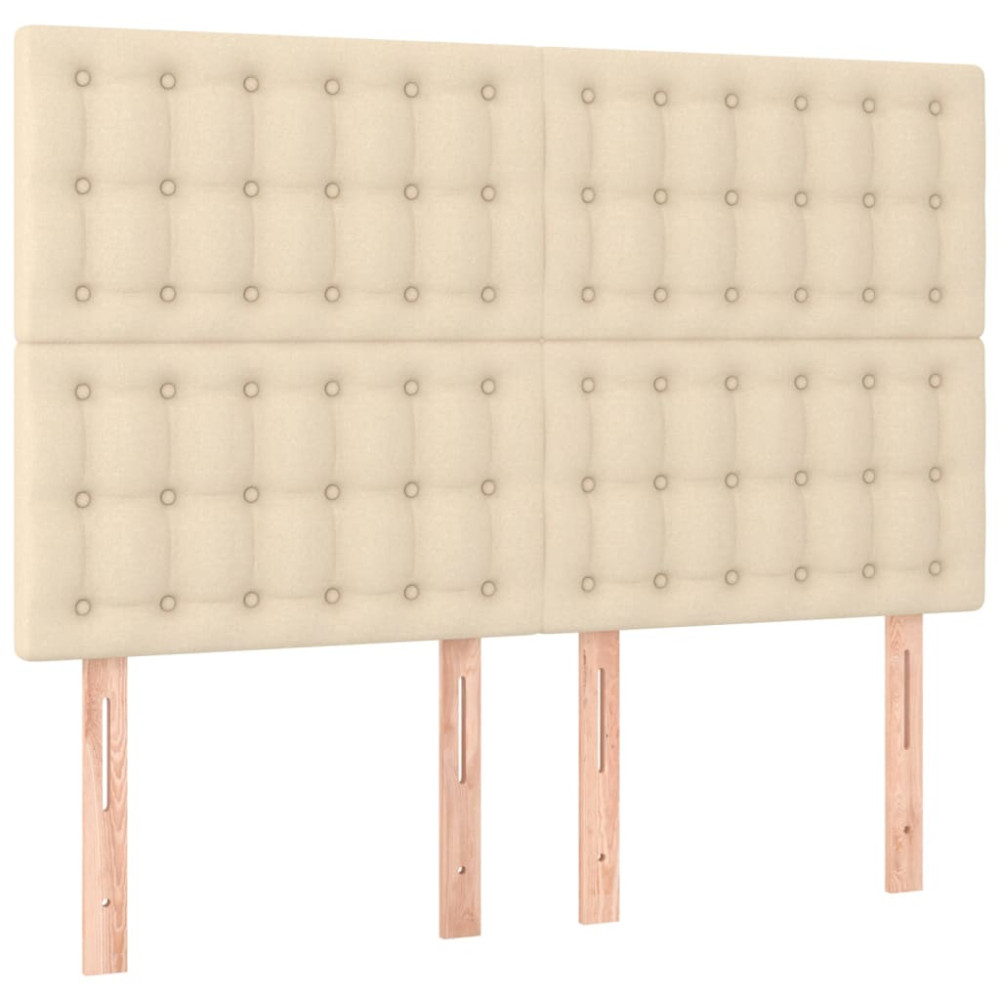 Produktbild för Ramsäng med madrass gräddvit 140x200 cm tyg
