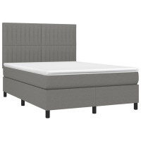 Produktbild för Ramsäng med madrass mörkgrå 140x200 cm tyg