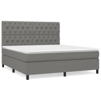 Produktbild för Ramsäng med madrass mörkgrå 160x200 cm tyg