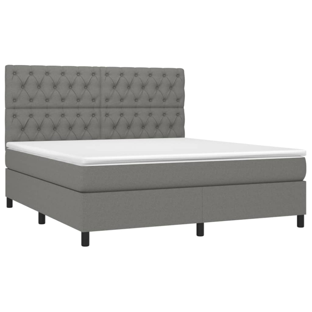 Produktbild för Ramsäng med madrass mörkgrå 160x200 cm tyg