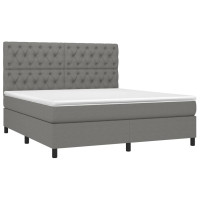 Produktbild för Ramsäng med madrass mörkgrå 160x200 cm tyg