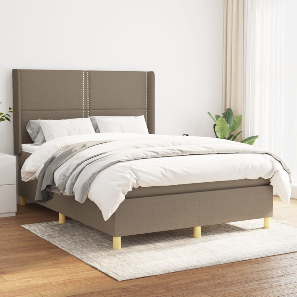 Produktbild för Ramsäng med madrass taupe 140x200 cm tyg