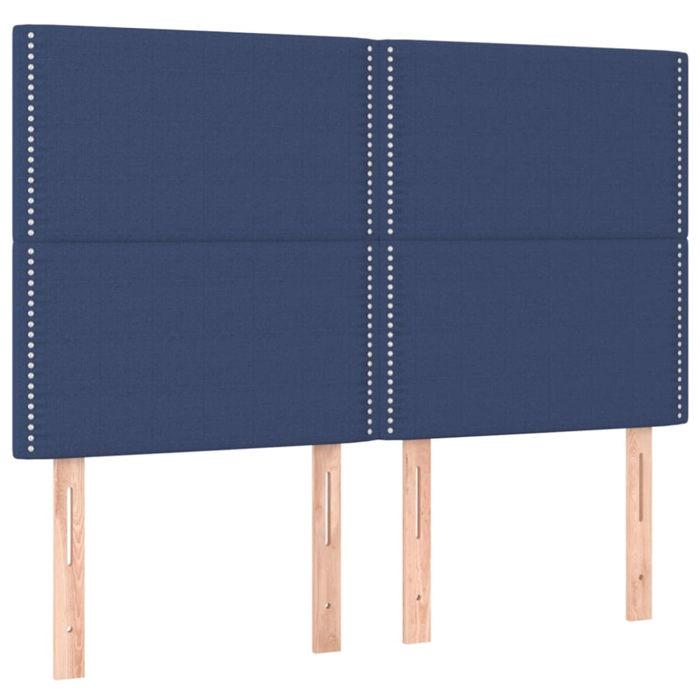 Produktbild för Ramsäng med madrass blå 140x200 cm tyg