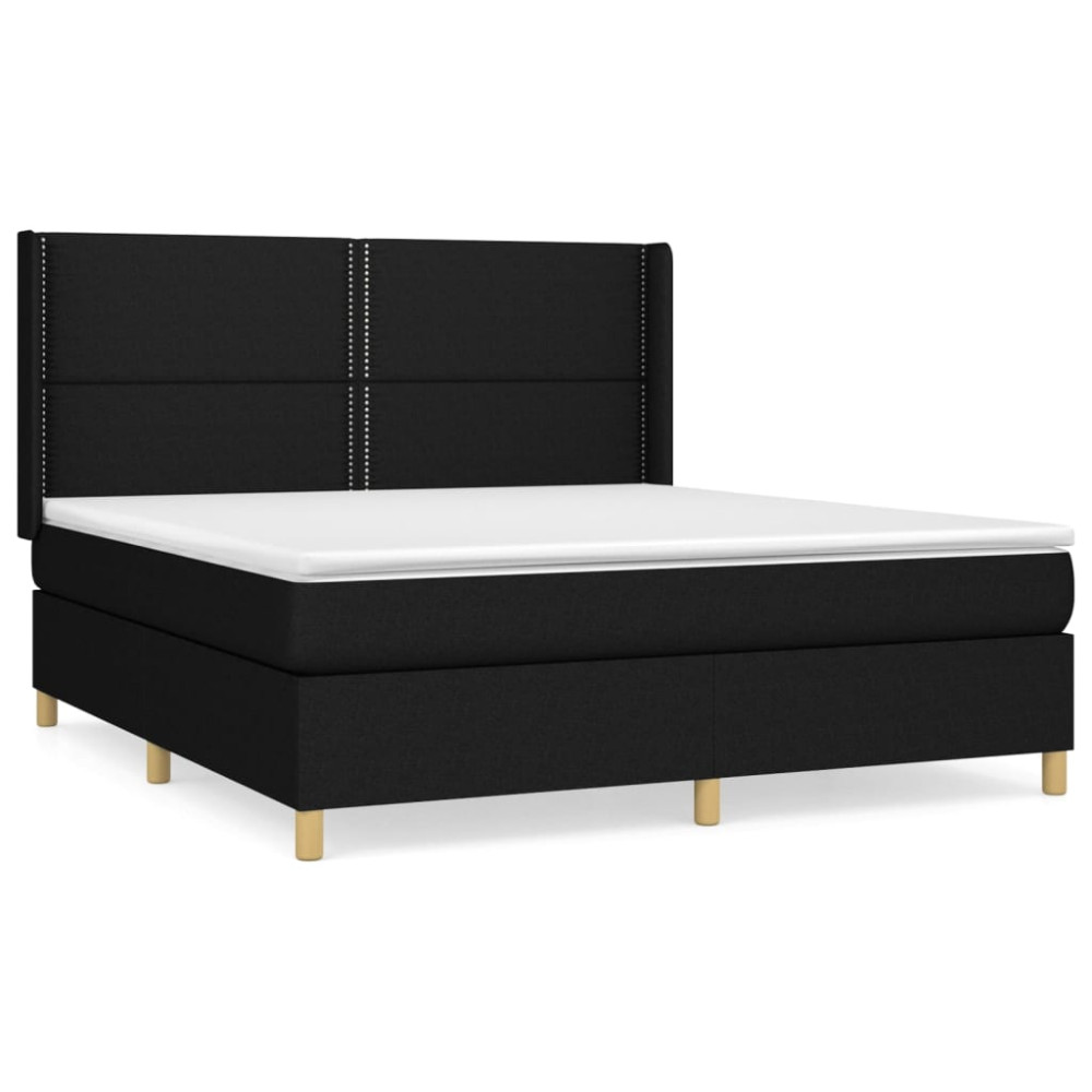 Produktbild för Ramsäng med madrass svart 180x200 cm tyg