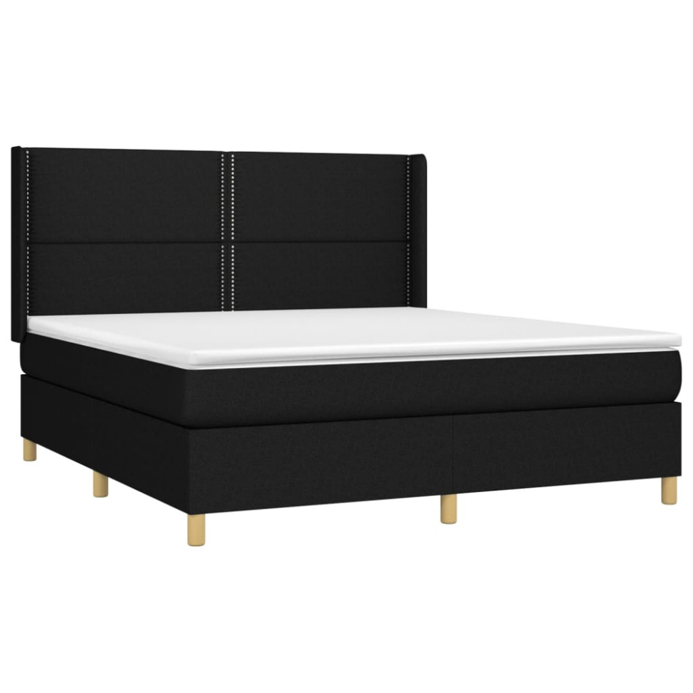 Produktbild för Ramsäng med madrass svart 180x200 cm tyg