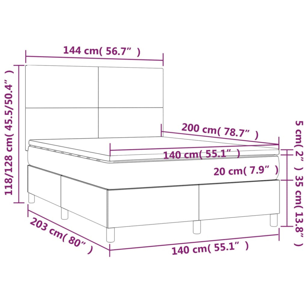 Produktbild för Ramsäng med madrass gräddvit 140x200 cm tyg
