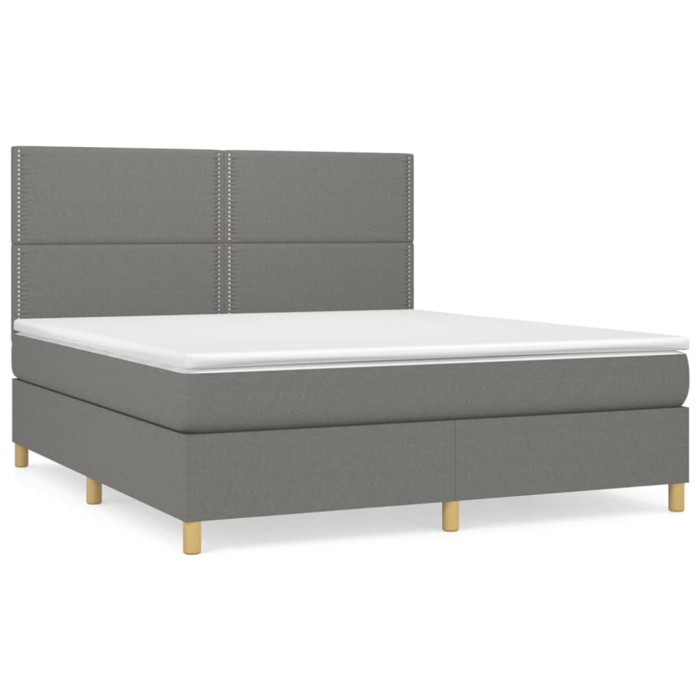 Produktbild för Ramsäng med madrass mörkgrå 180x200 cm tyg