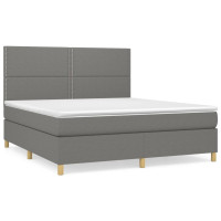 Produktbild för Ramsäng med madrass mörkgrå 180x200 cm tyg