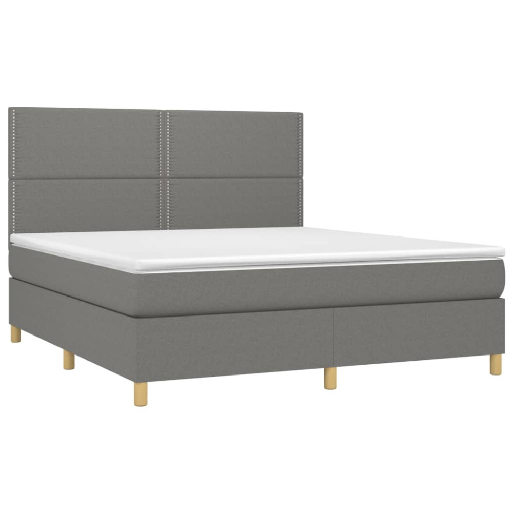 Produktbild för Ramsäng med madrass mörkgrå 180x200 cm tyg