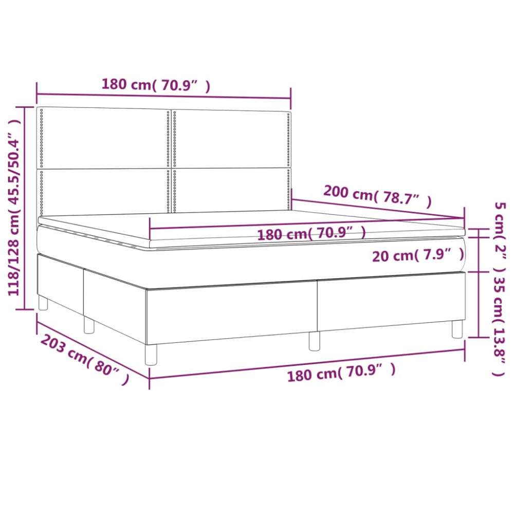 Produktbild för Ramsäng med madrass mörkgrå 180x200 cm tyg
