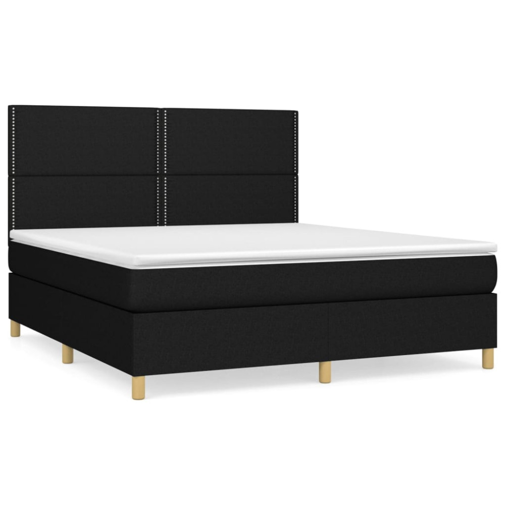 Produktbild för Ramsäng med madrass svart 180x200 cm tyg