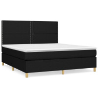 Produktbild för Ramsäng med madrass svart 180x200 cm tyg
