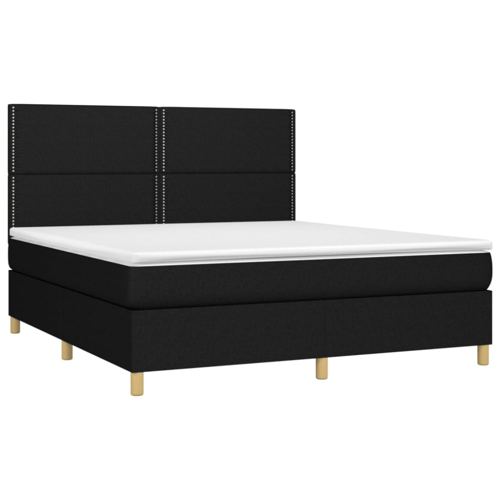 Produktbild för Ramsäng med madrass svart 180x200 cm tyg