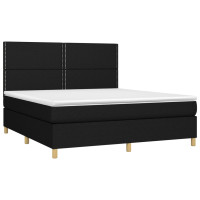 Produktbild för Ramsäng med madrass svart 180x200 cm tyg