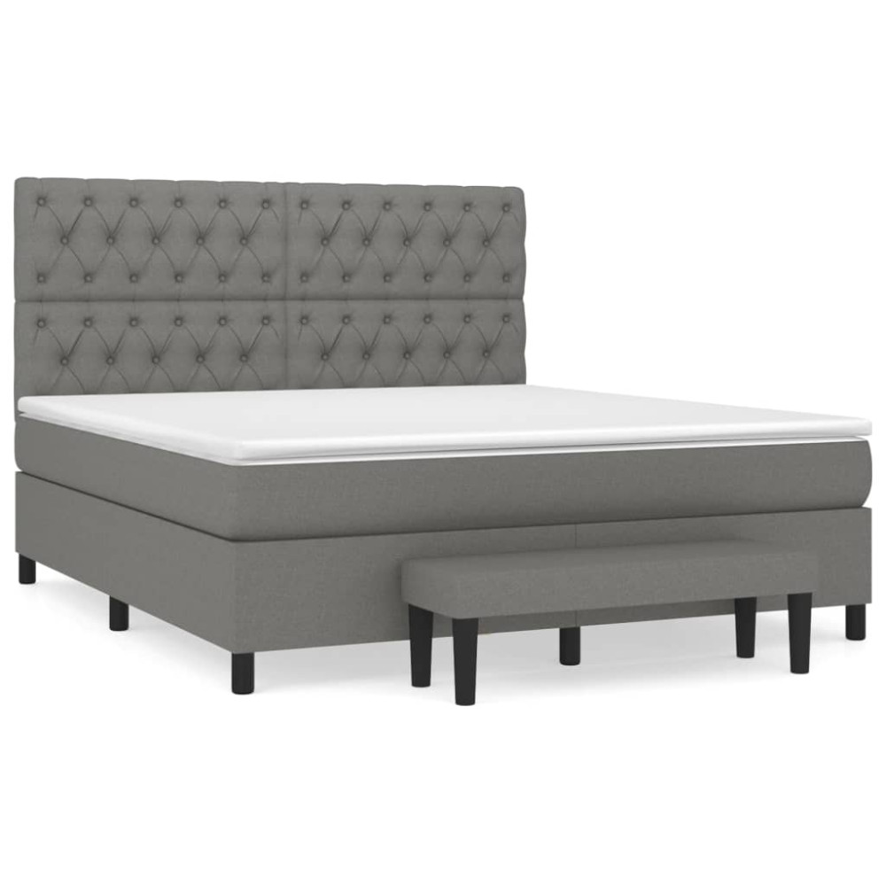 Produktbild för Ramsäng med madrass mörkgrå 160x200 cm tyg