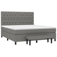 Produktbild för Ramsäng med madrass mörkgrå 160x200 cm tyg