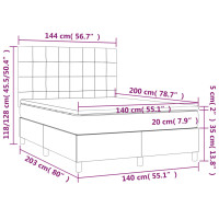 Produktbild för Ramsäng med madrass mörkgrå 140x200 cm tyg