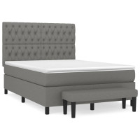 Produktbild för Ramsäng med madrass mörkgrå 140x200 cm tyg