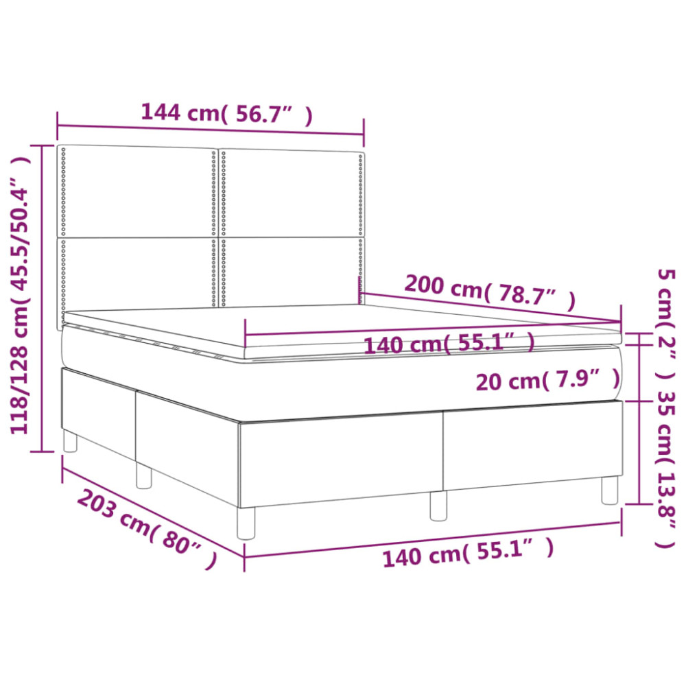 Produktbild för Ramsäng med madrass svart 140x200 cm tyg