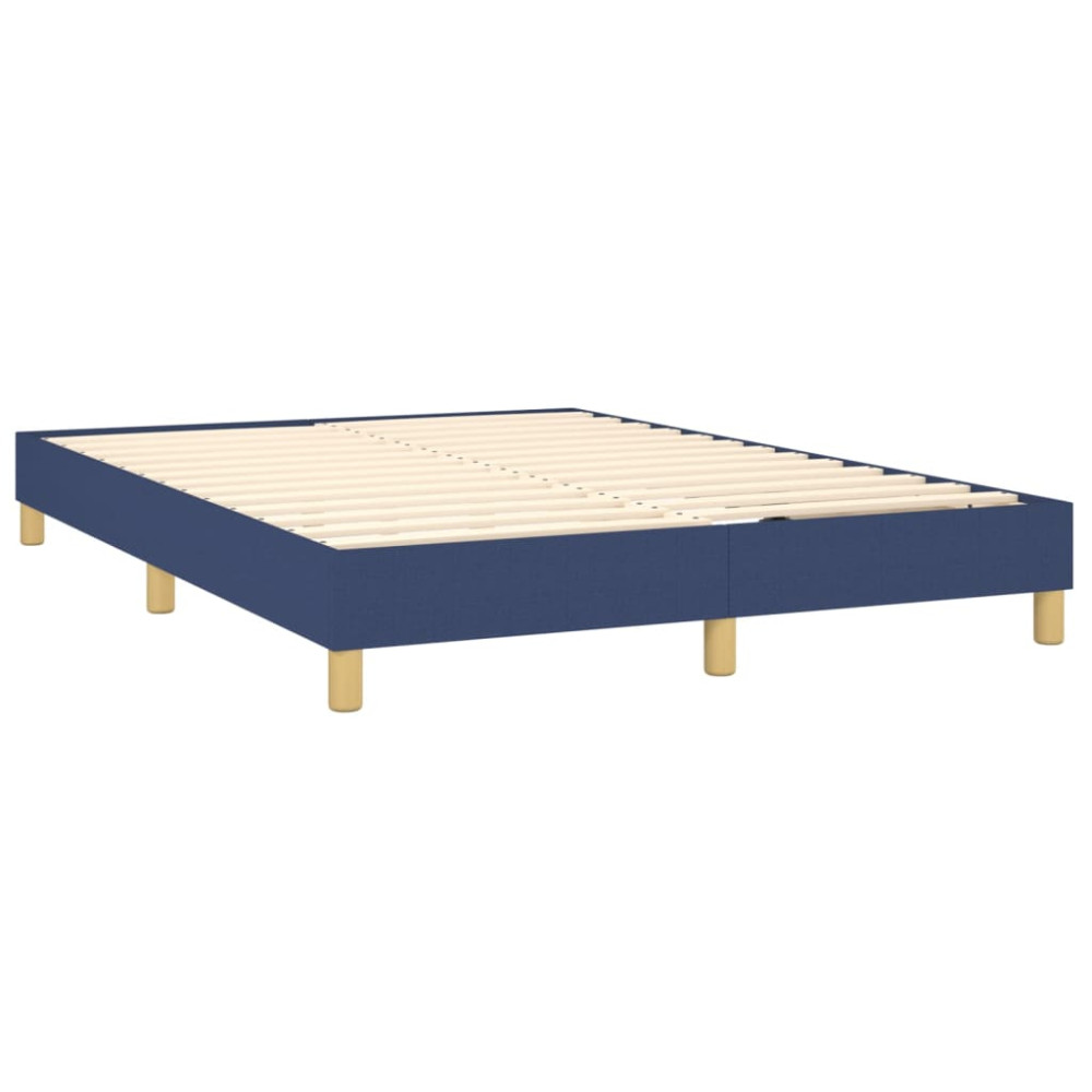 Produktbild för Ramsäng med madrass blå 140x200 cm tyg