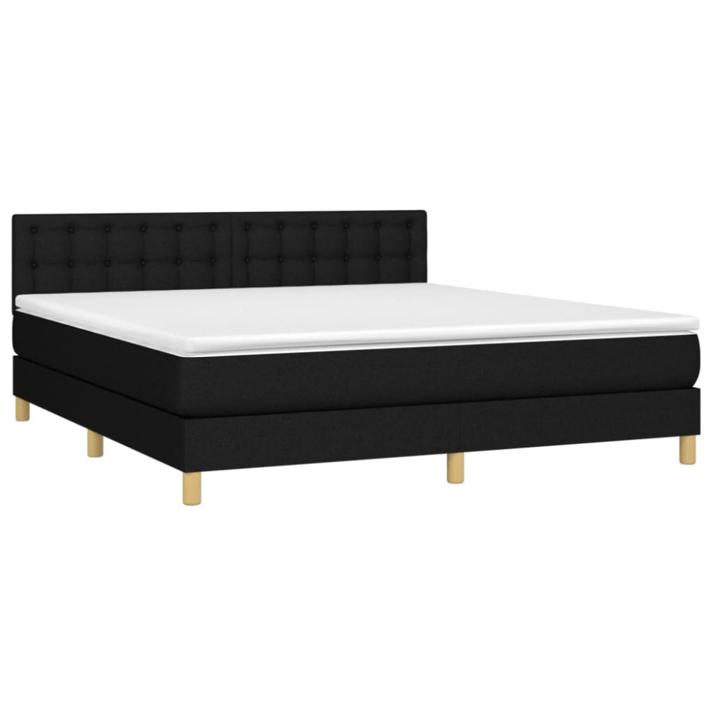Produktbild för Ramsäng med madrass svart 160x200 cm tyg