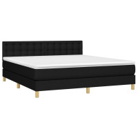 Produktbild för Ramsäng med madrass svart 160x200 cm tyg