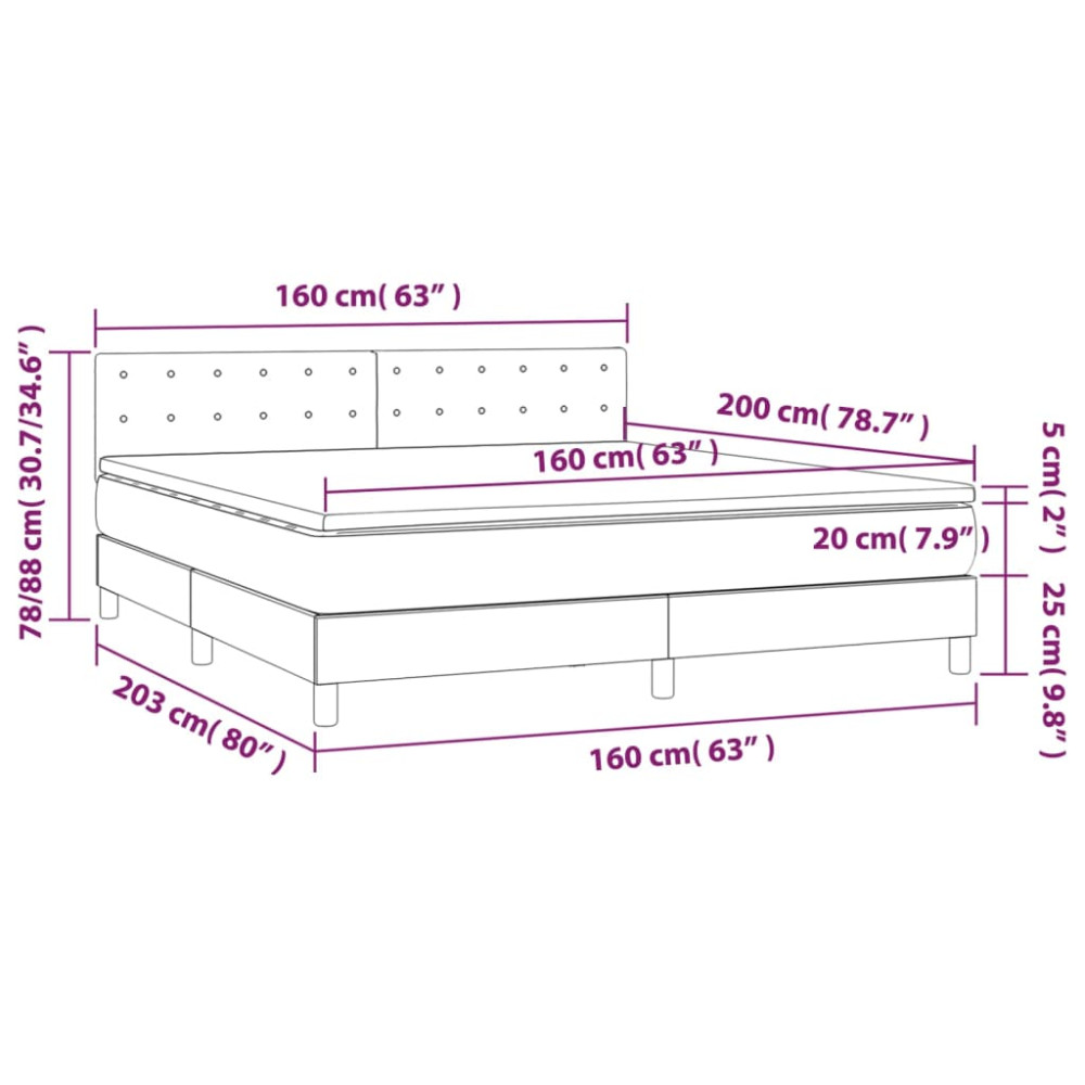 Produktbild för Ramsäng med madrass svart 160x200 cm tyg