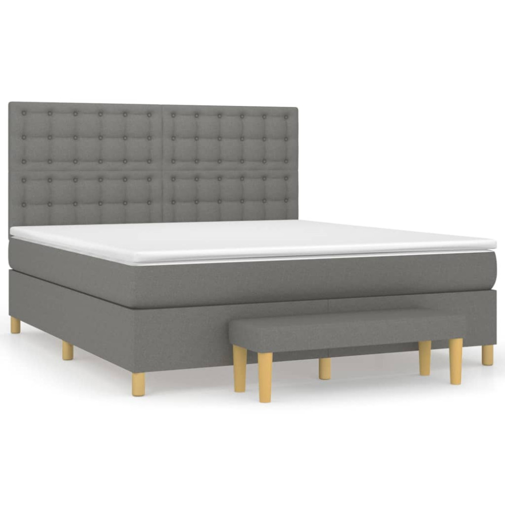 Produktbild för Ramsäng med madrass mörkgrå 160x200 cm tyg
