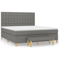 Produktbild för Ramsäng med madrass mörkgrå 160x200 cm tyg
