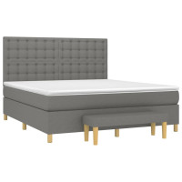Produktbild för Ramsäng med madrass mörkgrå 160x200 cm tyg